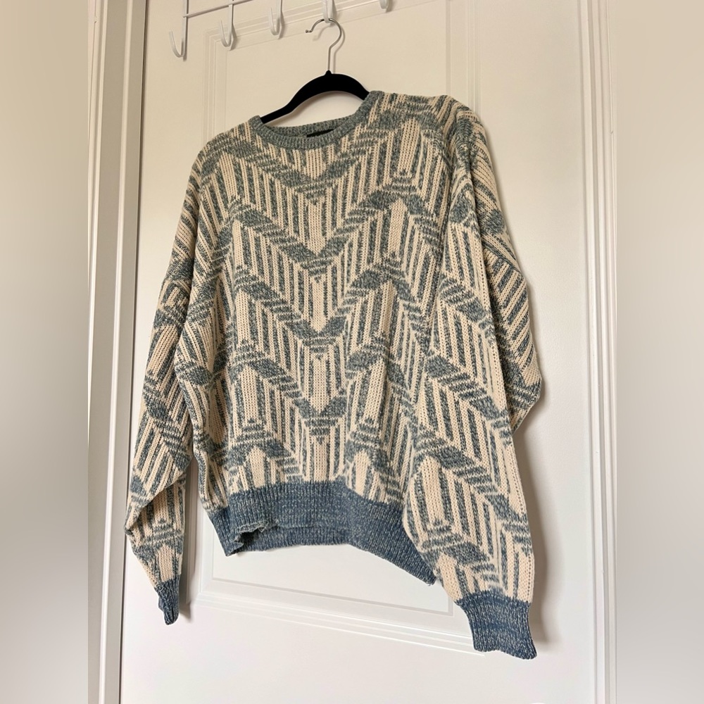Blue and white oversized sweater